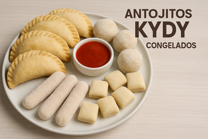Empanadas y otros antojitos congelados de Antojitos KYDY en presentación para servir