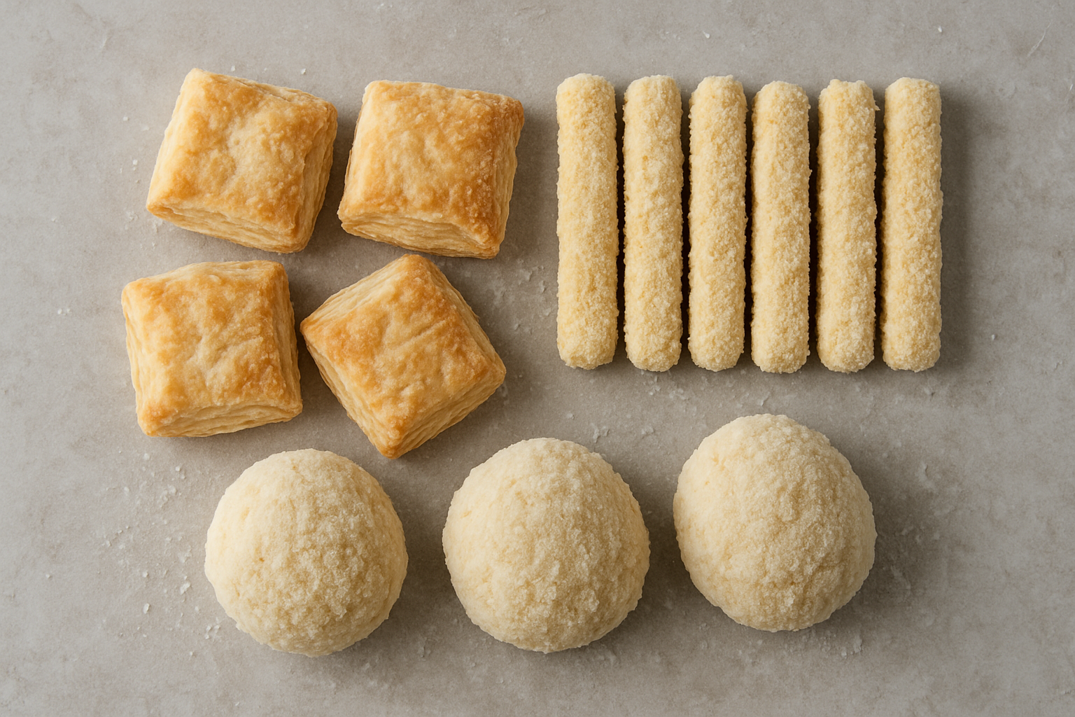 Hojaldras, dedos con queso y papa rellena congelados